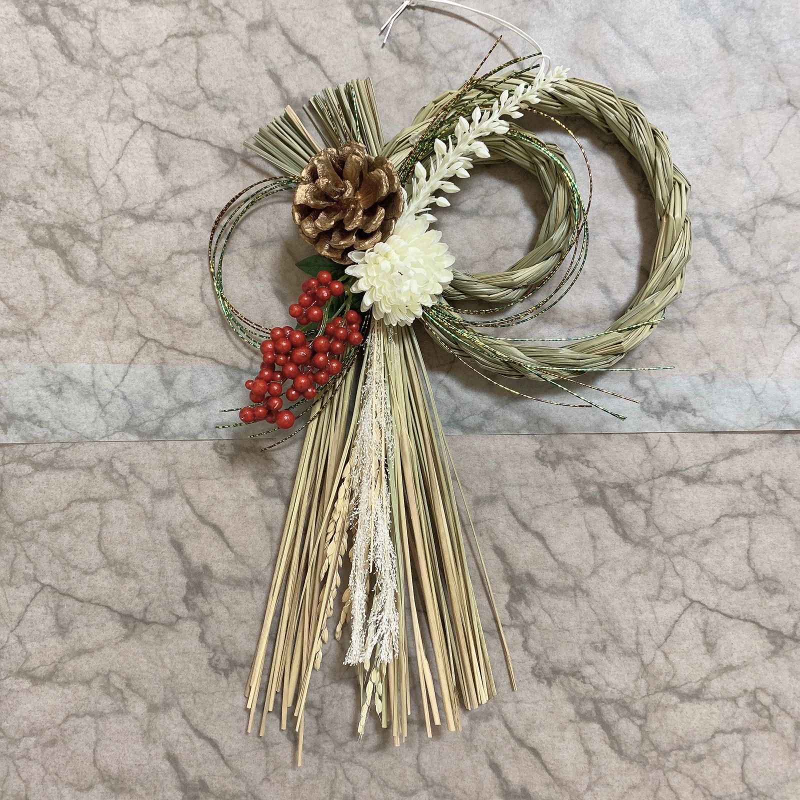 【受注生産】クリスマススワッグ　しめ縄　お正月飾り グラースஐしめ縄スワッグ しめ縄飾り お正月飾り - メルカリ