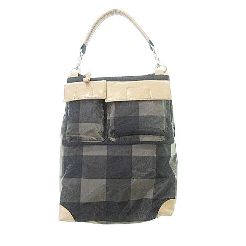 銀座ヨシノヤ 美品 オーガンジー ハンドバッグ 外ポーチ付き