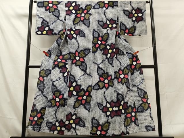 平和屋着物∴夏物 浴衣 有松鳴海絞り 舞花文 綿 逸品 DAAU0006cd