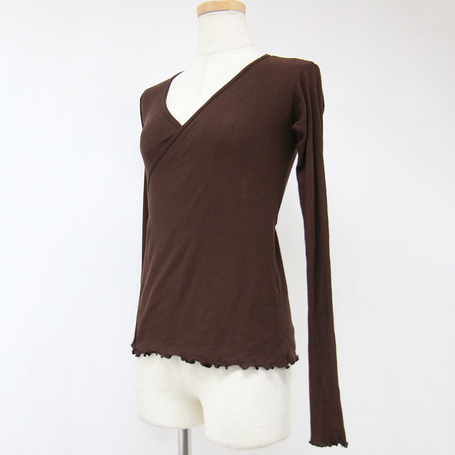 美品　BASERANGE ベースレンジ　リブカットソー　ブラウン　サイズm BASErange / ベースレンジ | VEIN LONG SLEEVE リブ カットソー