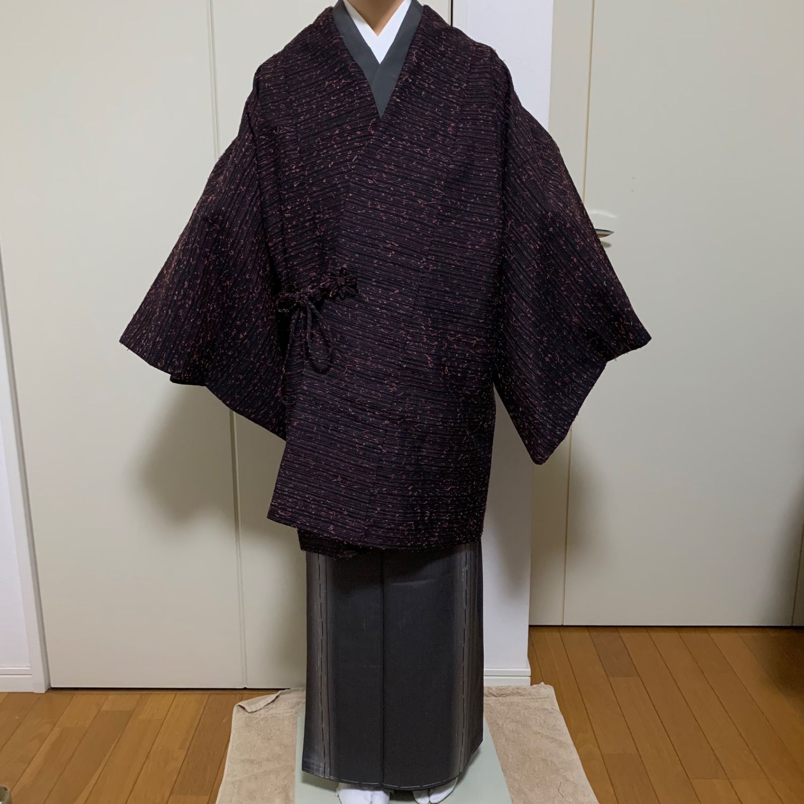 T-326 和装コート 道中着 ひげ紬 裄65センチ レディース