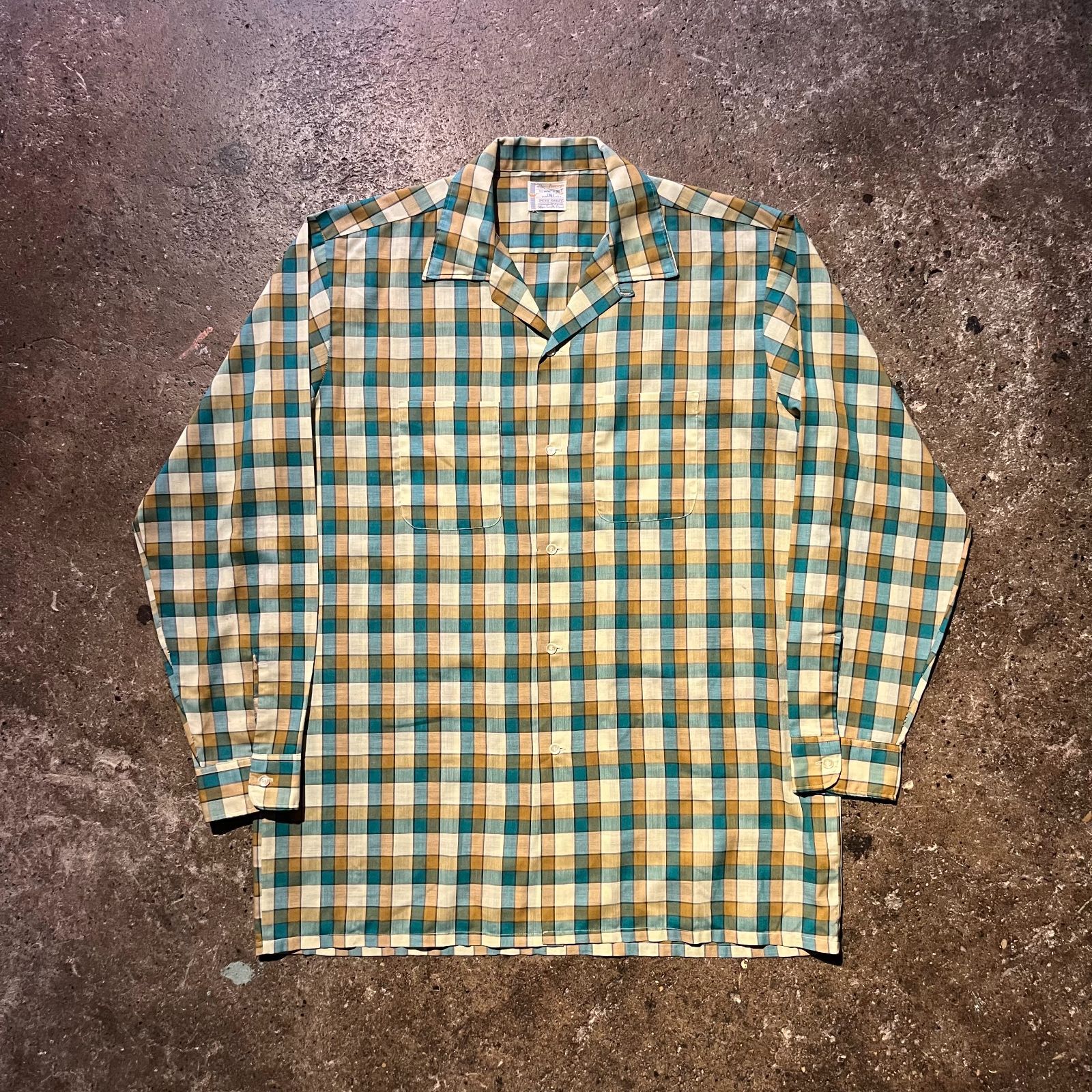 TOWN CRAFT 60s~70s オープンカラーチェックシャツ FOR TALL MAN