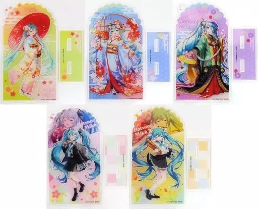 雑貨　[破損品] 全5種セット BIGアクリルスタンド 「初音ミク はんなり♪京都 ラッキーカードコレクション」 あたり景品 中古】アクリルスタンド・アクリルパネル 全5種セット BIG