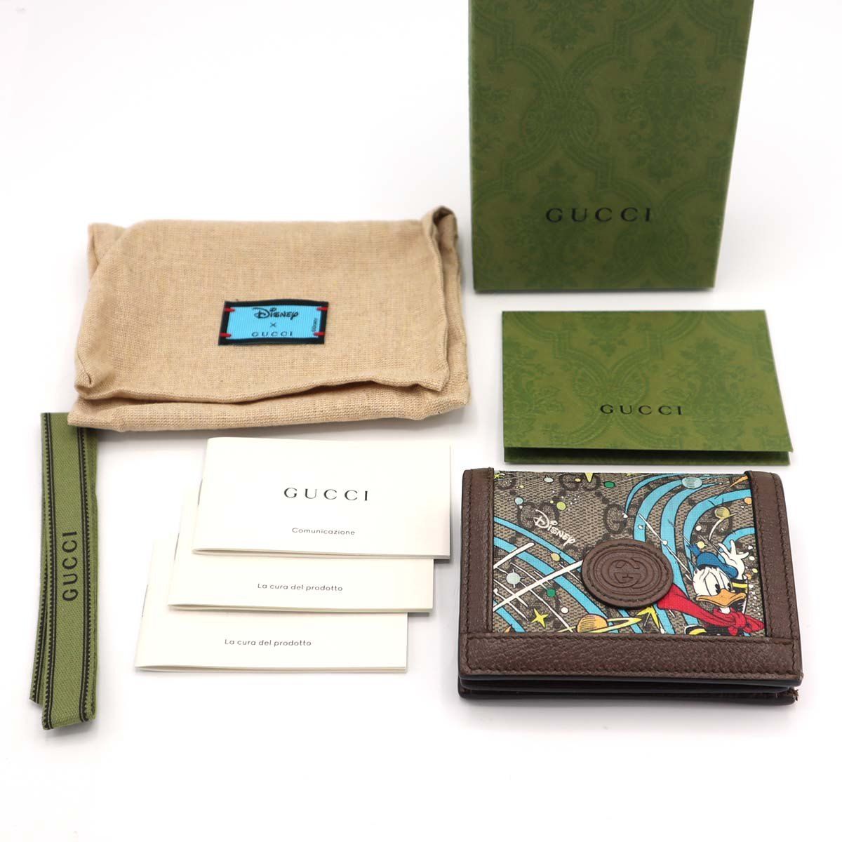 GUCCI×ディズニー GGスプリーム ドナルドダック 二つ折り財布 グッチ/2つ折り財布/ドナルドダック カードケース ウォレット/GG