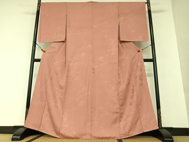 平和屋着物●上質な色無地　立波地紋　蘇芳香色　正絹　逸品　未使用　AAAV7426zg 平和屋着物○上質な色無地 立波地紋 蘇芳香色 正絹 逸品 未