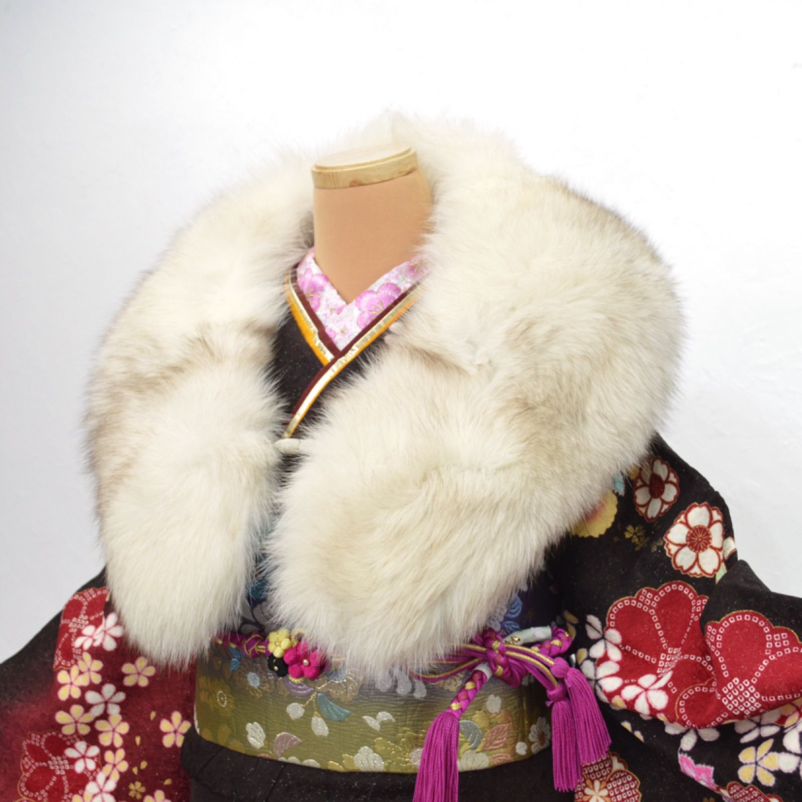 新品》天然 振袖用 ファーショール ブルー フォックス リアルファー 