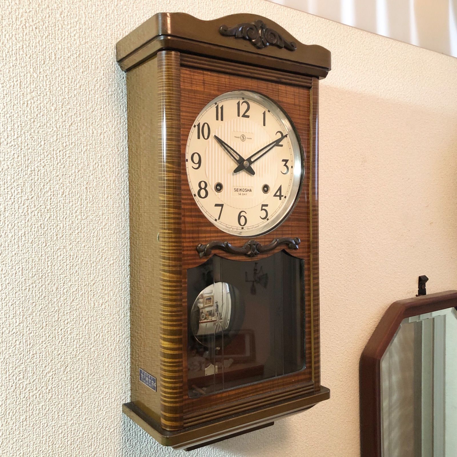 アンティーク 精工舎 宮型本打式 14日巻ボンボン柱時計 掛け時計 アンティーク 精工舎 宮型本打式 14日巻ボンボン時計 アンティーク 精工舎