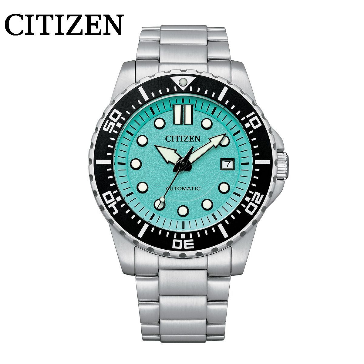 流通 モデル CITIZEN シチズン メンズ 自動巻き 腕時計 NJ0170 ティファニーブルー ブラック 10気圧防水 バックスケルトン 40時間 パワーリザーブ ダイバールック ステンレス ブレスレット 男性用 アナログ カレンダー 手巻き