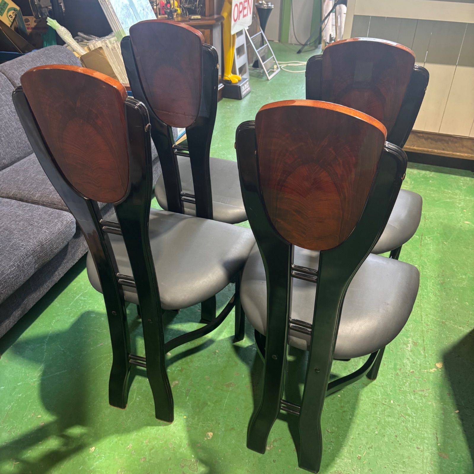 4脚セット】ダイニングチェア 椅子 イス 家具 昭和レトロ