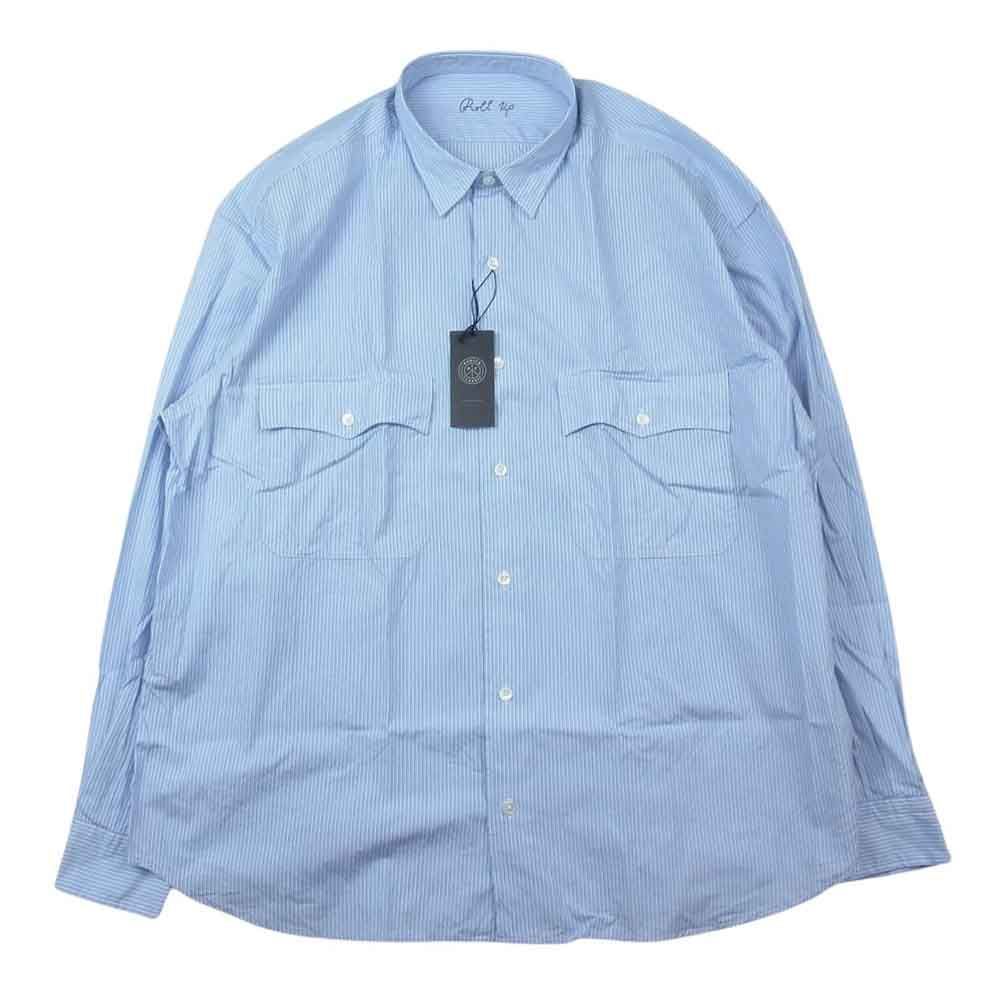 PORTER CLASSIC ポータークラシック 長袖シャツ 24SS ROLL UP STRIPE SHIRT ロールアップ ストライプ シャツ ブルー系 XL【中古】