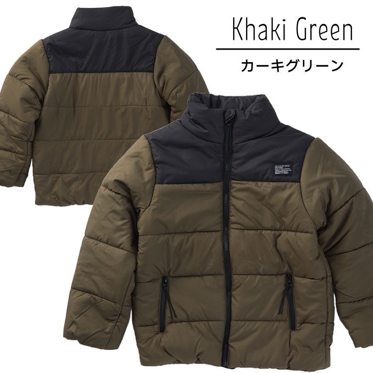 子ども キッズ ブルゾン 中綿 アウトドア風 ミリタリージャケット ジャンパー 男の子 女の子 兼用 カーキ 110 120 130 140 150 160　943101