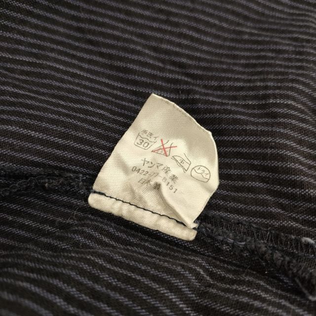 【美品】ヤンマ産業 会津木綿Vネックロングワンピース (棒縞) 美品】ヤンマ産業 会津木綿Vネックロングワンピース (棒縞