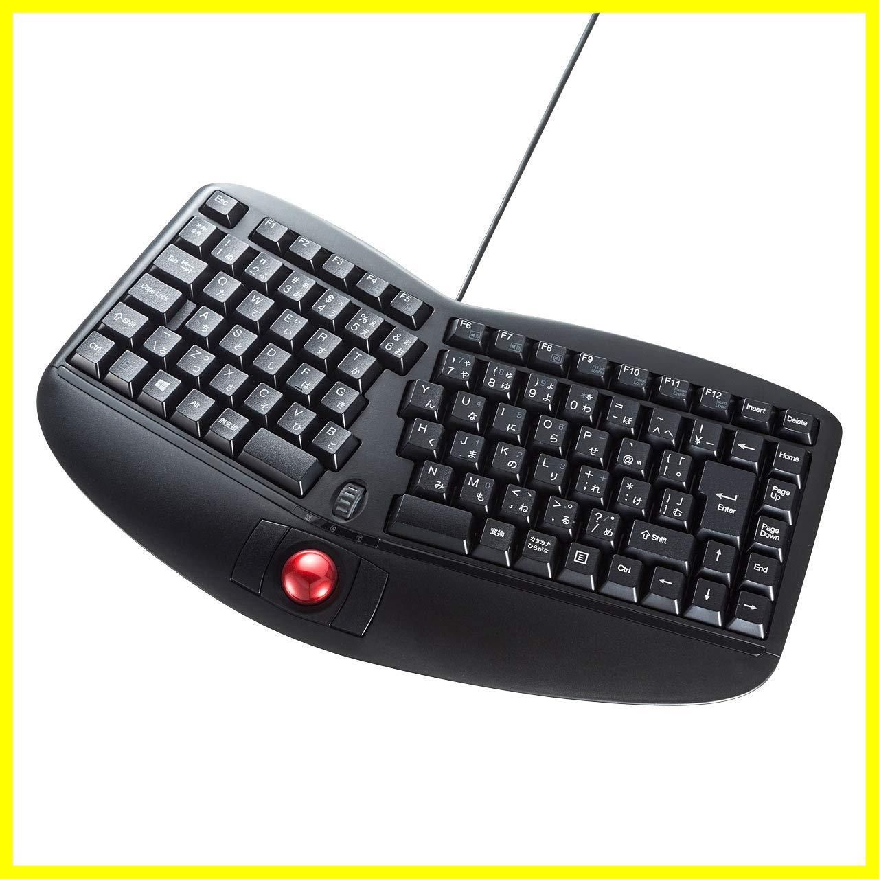 【最短発送】サンワサプライ エルゴノミクスキーボード(トラックボール付き) 有線 USB接続 メンブレン 日本語109A配列 SKB-ERG5BK