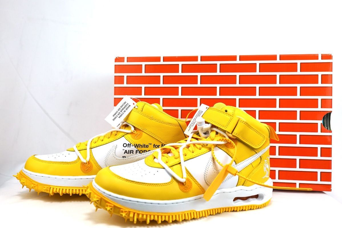 ※値下げ不可【新品未使用】AIR FORCE 1 ’07 イエローホワイト NIKE OFF-WHITE ナイキ オフホワイト AIR FORCE 1 MID SP LTHR
