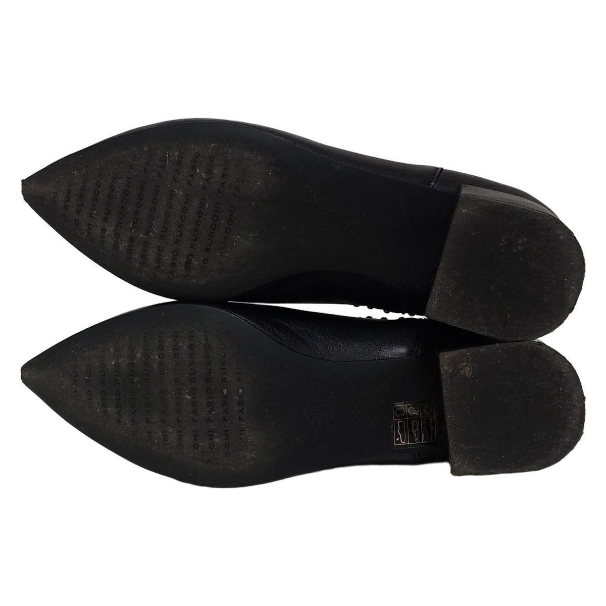 FABIO RUSCONI ファビオルスコーニ ショートブーツ 35 レディース - 黒×シルバー サイドゴア|スタッズ レザー KIN-KAAI_COM