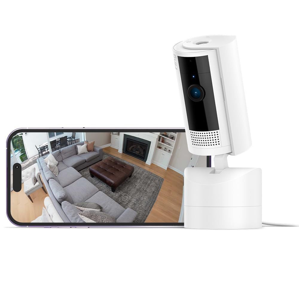Ring 首振り機能付きインドアカム | 左右360° 上下169° パンチルト 屋内用防犯カメラ | Pan-Tilt Indoor Cam ホワイト | Ring Homeプラン30日間無料体験