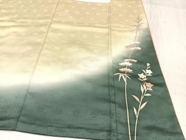 平和屋着物□訪問着 舞扇枝花文 暈し染め 金彩 やまと誂製 正絹 逸品  