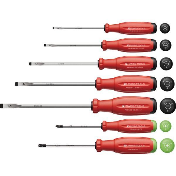 PB SWISS TOOLS ピービースイスツールズ 7本組 スイスグリップEVO PZ マイナス ドライバーセット 38253
