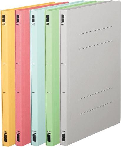 フラットファイル 樹脂とじ具 A4縦 5色ｘ20冊 1パック