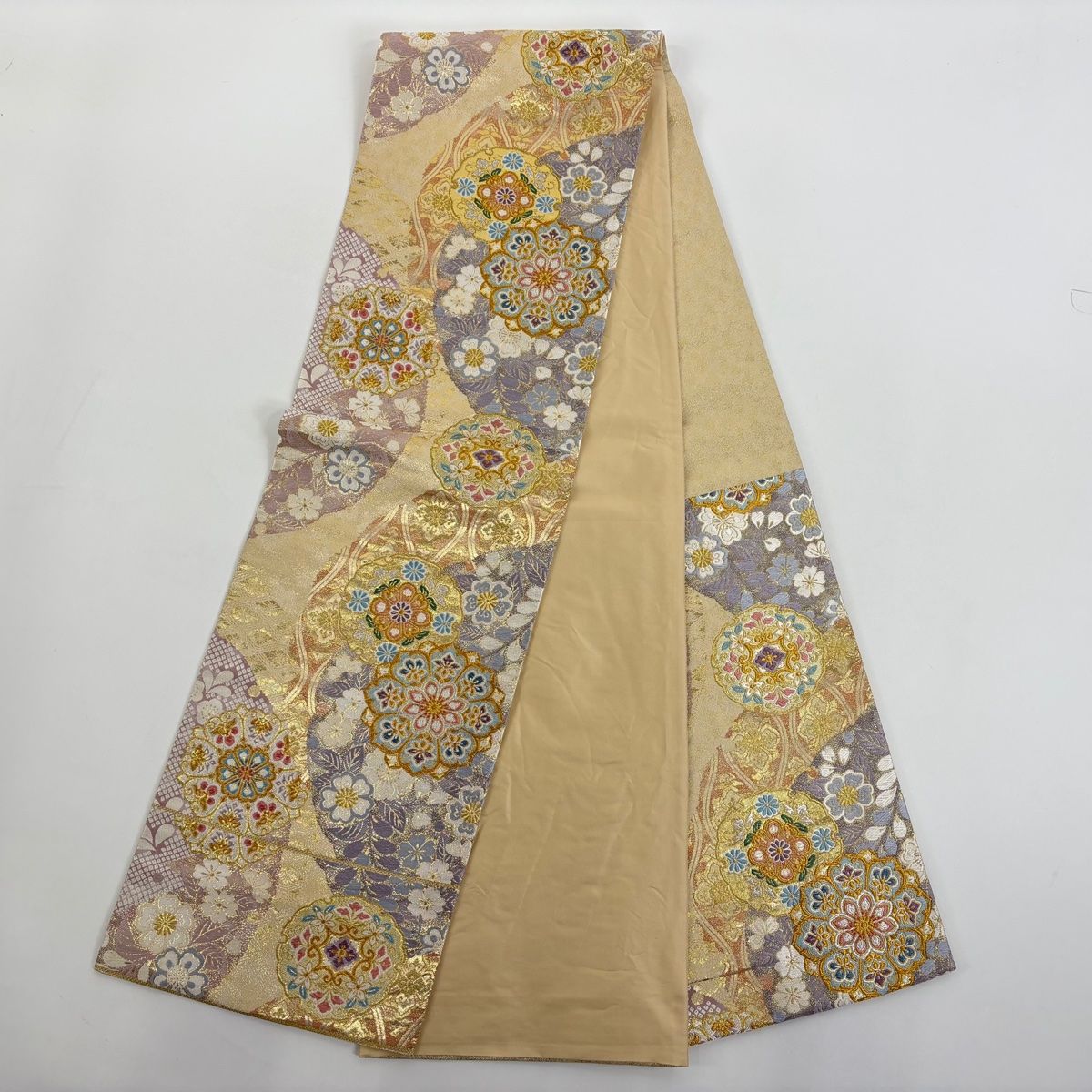 着物セット 身丈165cm 裄丈64cm S 袷 振袖フルセット 蝶 草花 金彩 ぼかし 赤 正絹 美品 秀品