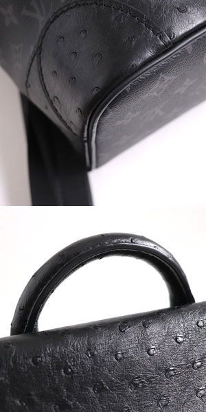 未使用品▽ルイヴィトン N93492 スティーマー・バックパック モノグラム・エクリプス オーストリッチ リュック ブラック 仏製 保存袋付き