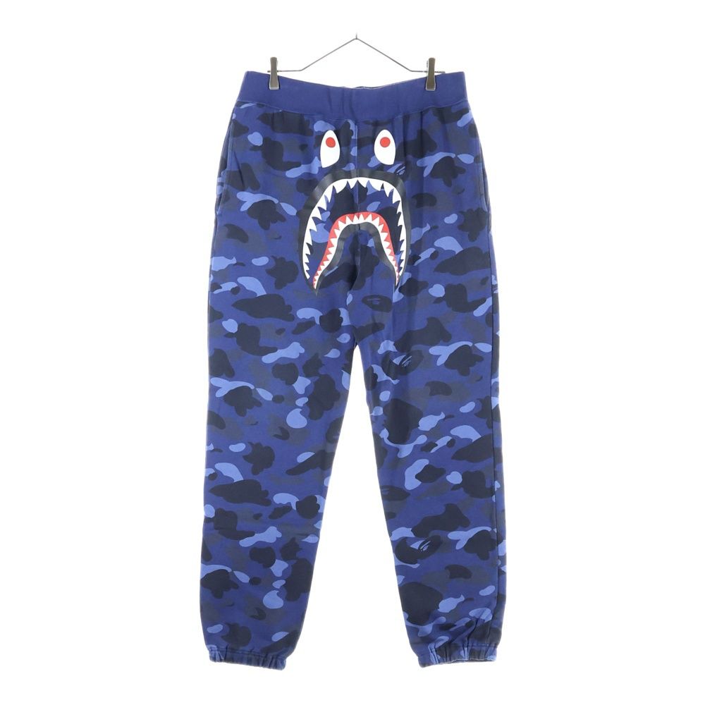 A BATHING APE アベイシングエイプ COLOR CAMO SHARK AWEAT PANTS カモ総柄 シャーク スウェットパンツ ブルー 001PTI301008M