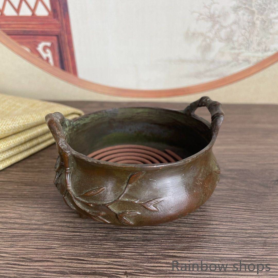 新品未使用】竹節耳香炉 招財進宝香薫炉 香道具 工芸品 美術品