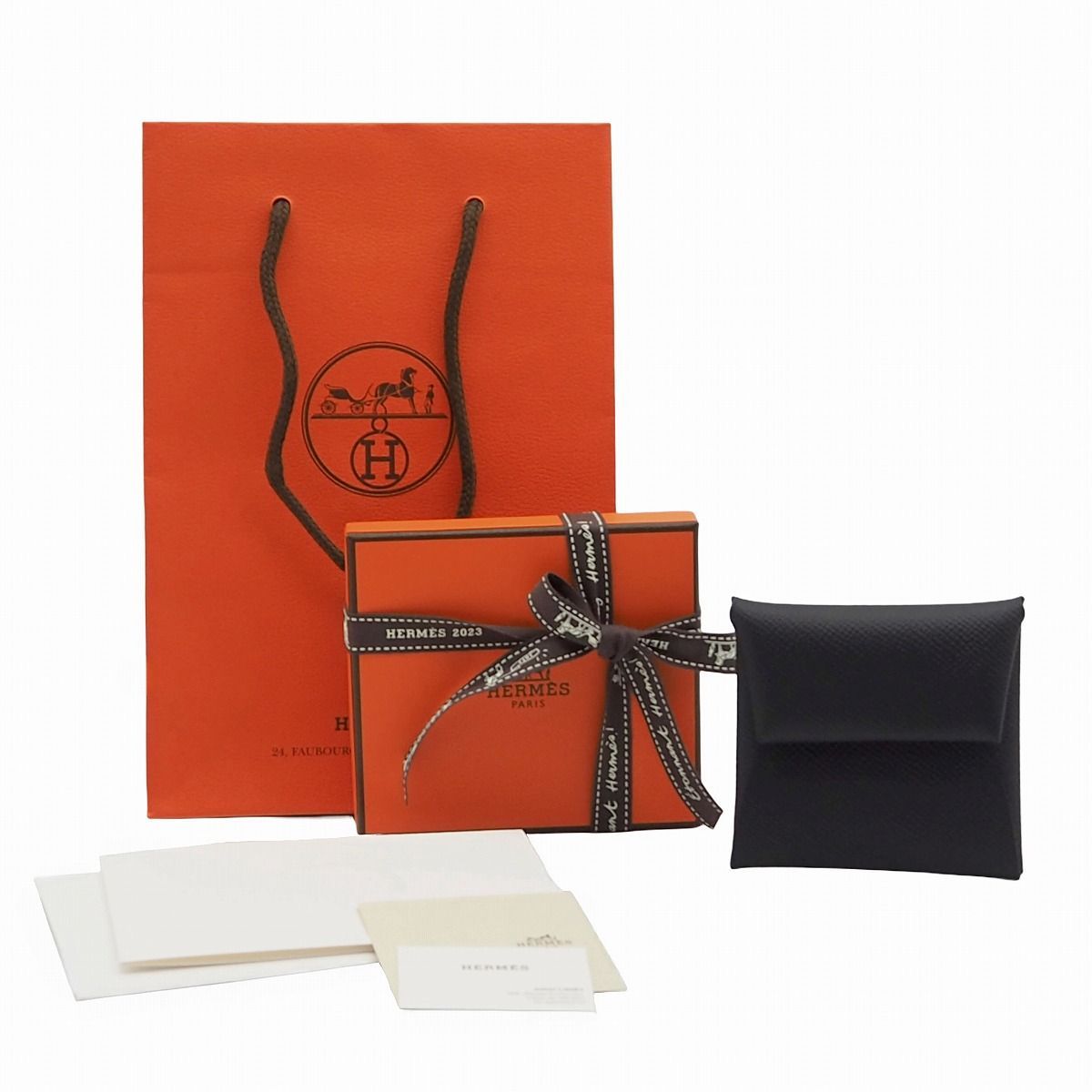 N 新品/未使用品】HERMES エルメス バスティア ブラック 黒 ヴォー