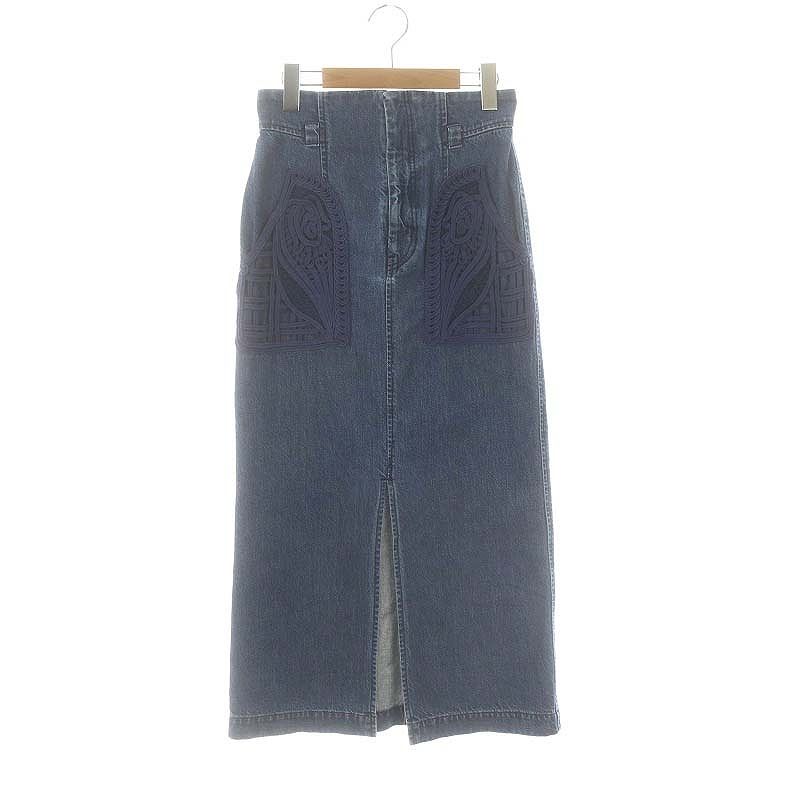 マメクロゴウチ Mame Kurogouchi Embroidered Denim Skirt タイト 