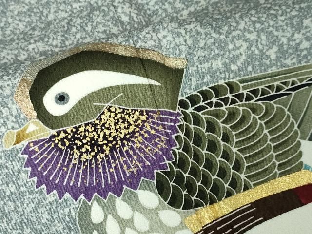y*a様 訪問着 未使用 たたき染めモノクローム 手描き 花鳥図が美しい♪sol y*a様 訪問着 未使用 たたき染めモノクローム 手描き 花鳥図が美しい