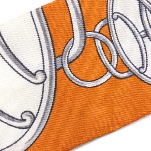 エルメス スカーフ HERMES シルク ツイリー LIFT PROFILE オレンジ レディース JJS02990