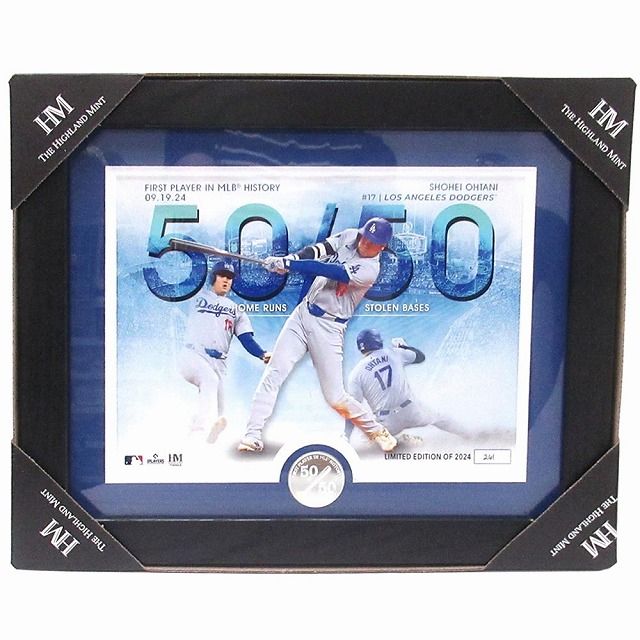 【新品 未使用】大谷翔平選手 ロサンゼルス・ドジャース 50-50 達成記念コイン フォトフレーム 世界限定2024個 シリアルナンバー入り MLB公式ライセンス品 記念品 202299738