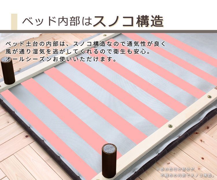 ロール式 すのこ 脚付きボトムベッド セミダブル ベッド下収納