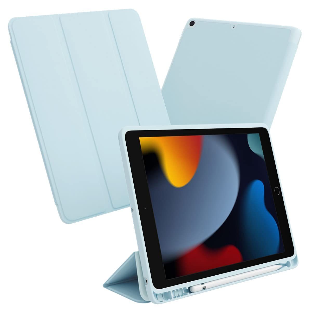 iPad 10.2 用 ケース 第9世代 第8世代 第7世代 factory アイパッド ペン収納 カバー 10.2インチ 2021 2020  2019 耐衝撃 MS TPU スタンド オートスリープ アリス ブルー 水色 IPD-7-S-HDR-LSK エメラルドストア メルカリ