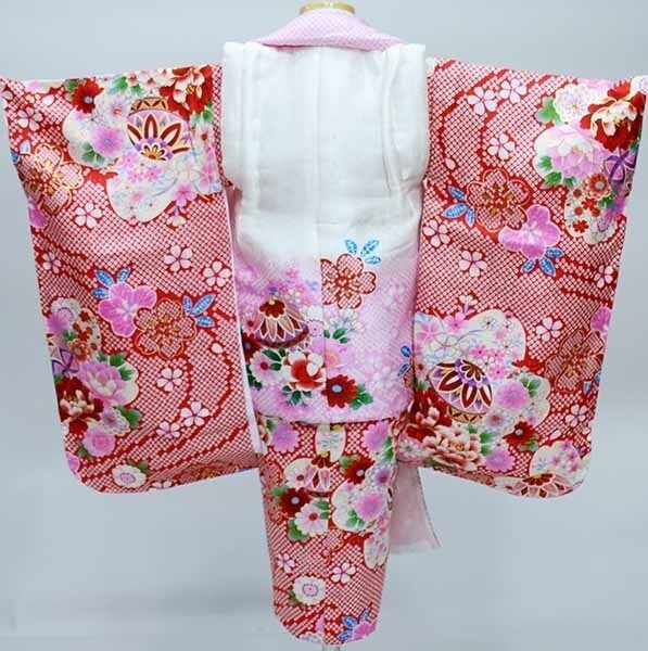 七五三 三歳 女児 被布着物フルセット 正絹 半衿伊達襟付き 花ひめ 3歳