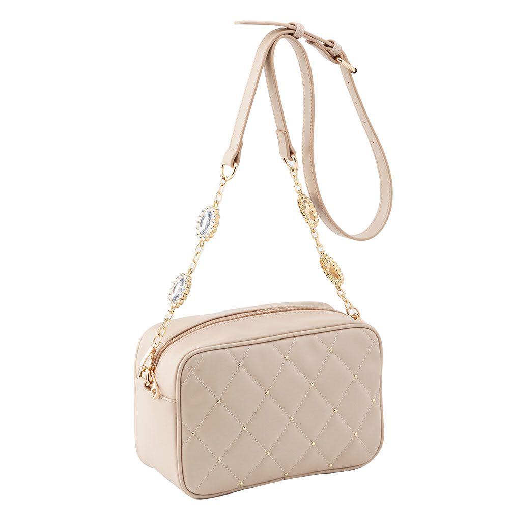 夢展望公式 [新品未使用] ビジューチェーンショルダーバゲ [ベージュ  