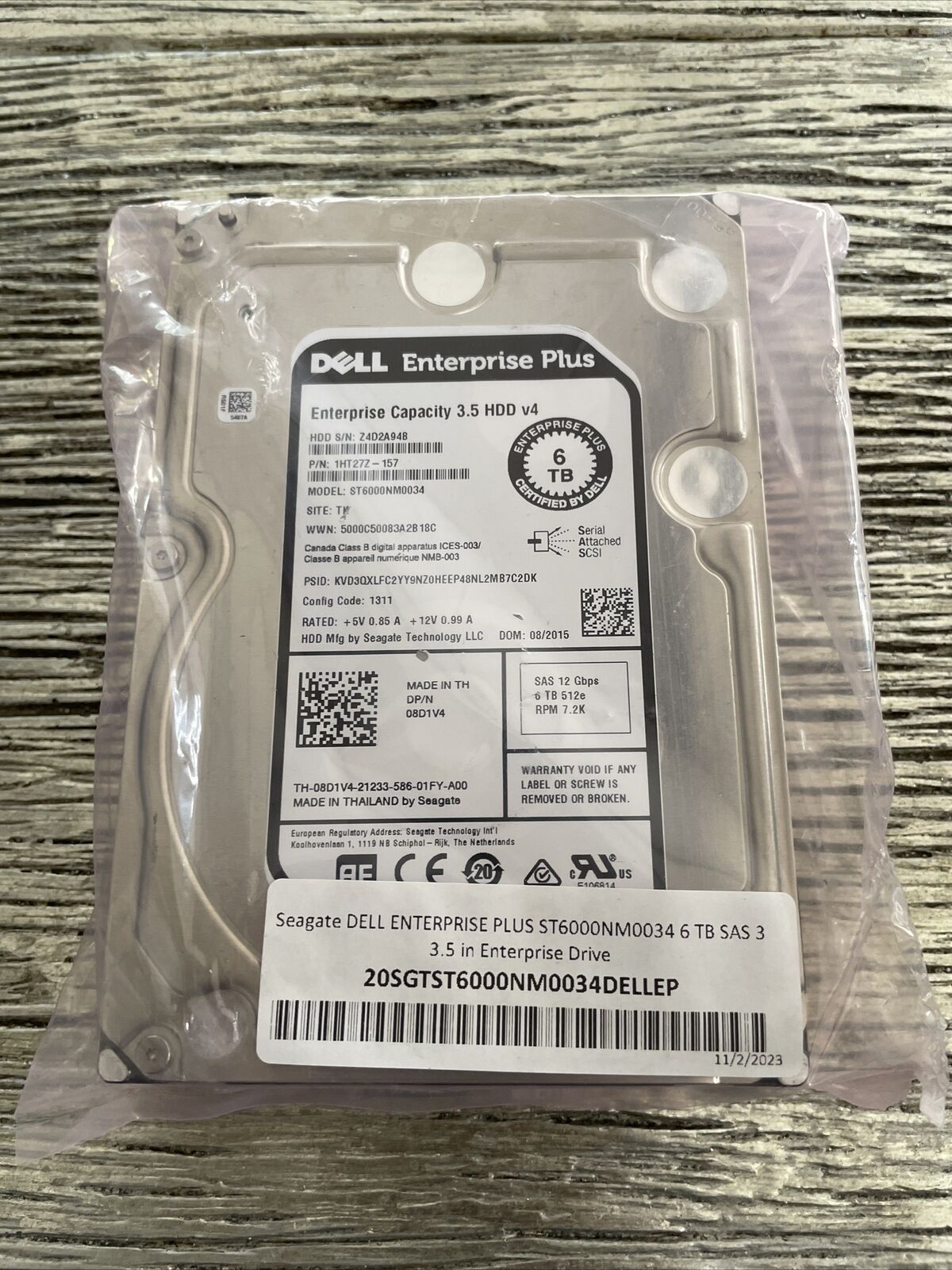 Seagate ST6000NM0034 6TB 7.2K 3.5 SAS 12Gbs サーバー ステージ ハード ドライブ