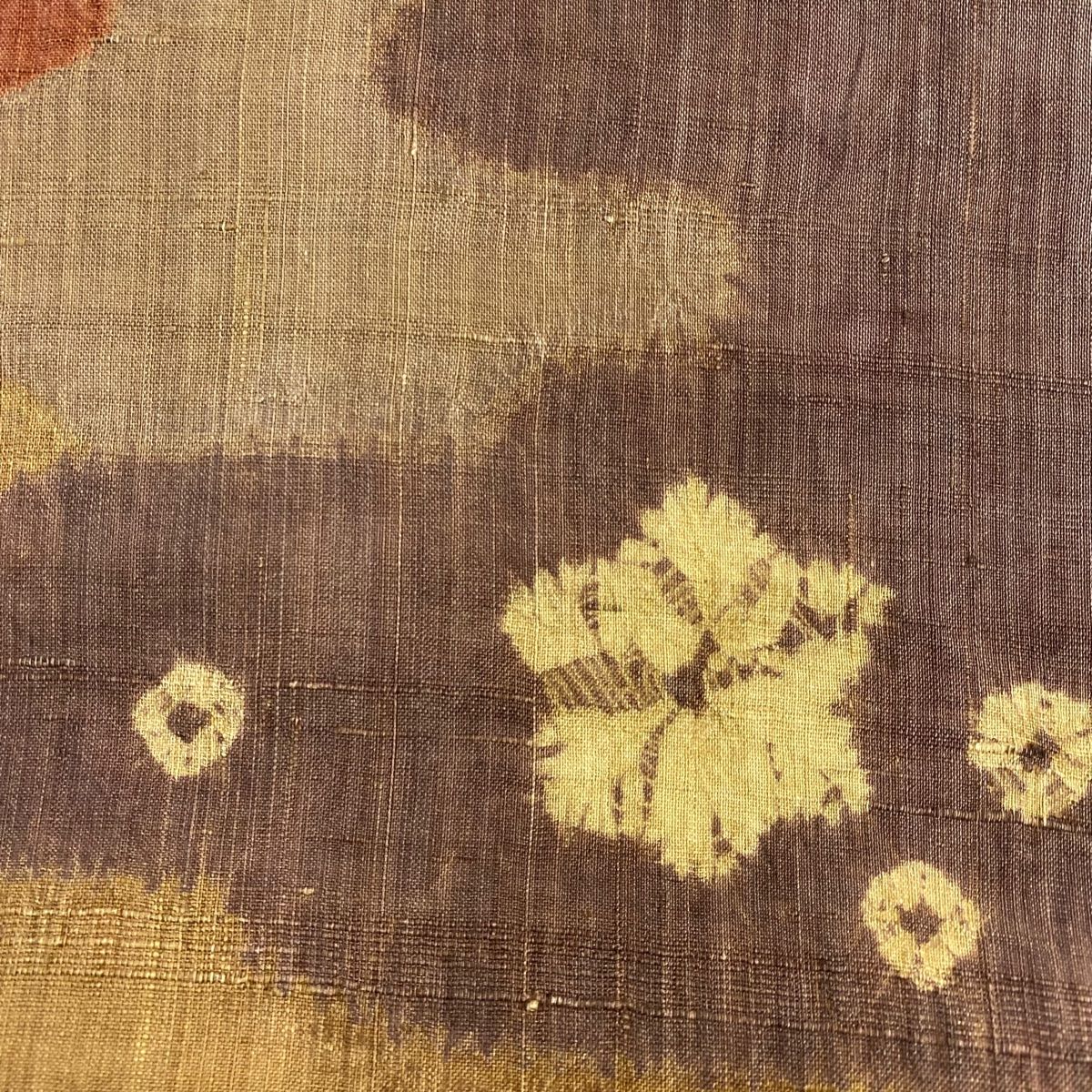 名古屋帯 秀品 紬地 霞 花 絞り 茶色 正絹