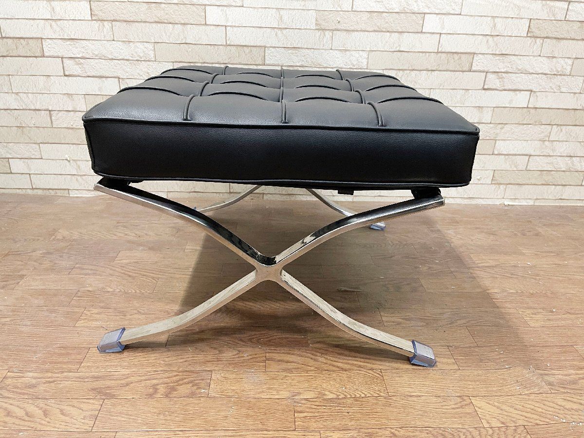 IDC大塚取扱 バルセロナチェア リプロダクト オットマン スツール 合皮 ブラック ミースファンデルローエ 7911 畑1100 MARWIL-DEMENAGEMENTS_CH