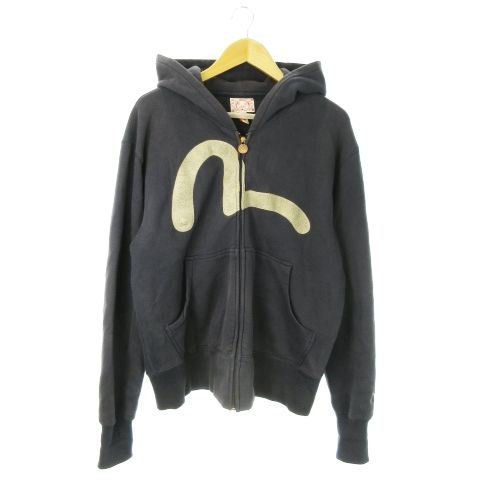 EVISU エヴィス 長袖ジップアップパーカ ネイビー 裏起毛 サイズ40 エヴィス EVISU ジップアップパーカー スウェット 長袖 カモメ