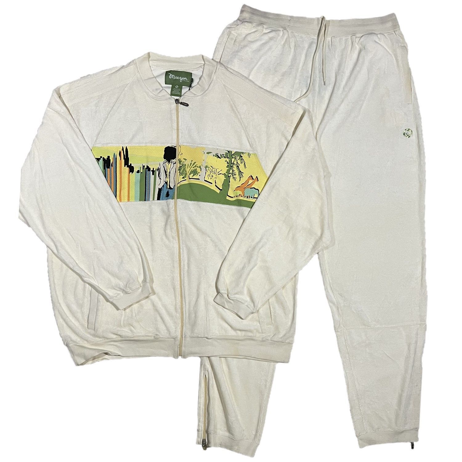 ミーザン アート デザインパッチ 長袖 スウェット 上下セットアップ  