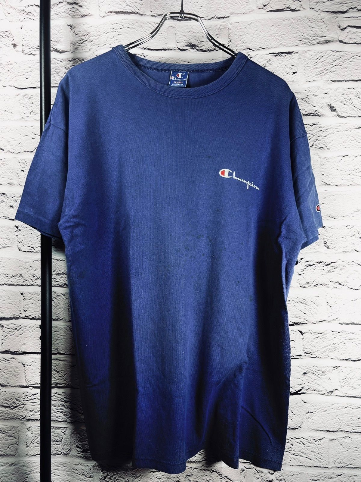 90年代　ヴィンテージ　USA製　チャンピオン　Tシャツ　ワンポイント　ブルー　XL