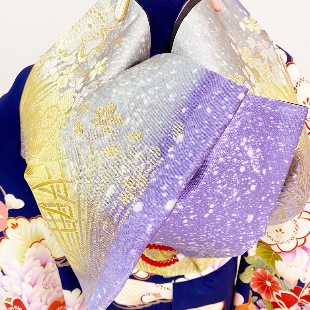 新品・一式セット】振袖 青 紺 梅 牡丹 古典 成人式 F33 - メルカリ