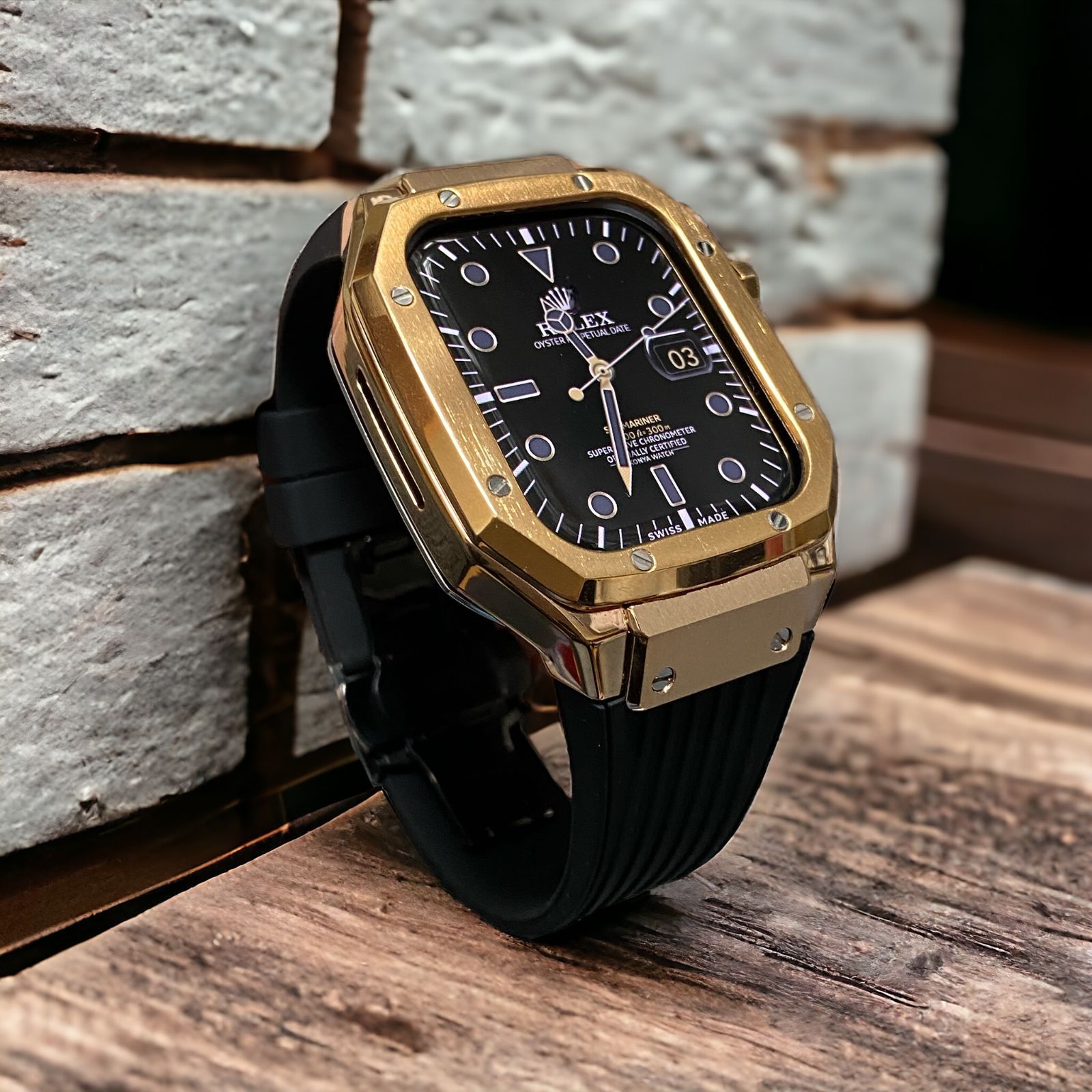 ローズB Apple Watchラバーバンドカバーメタルケースアップルウォッチ 