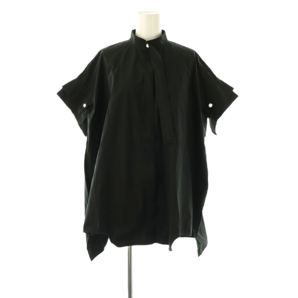 エンフォルド　ROLL-UP SLEEVES シャツ ブラック　25SSブラウス エンフォルド ENFOLD 25SS ROLL-UP SLEEVES SHIRT シャツ 半袖