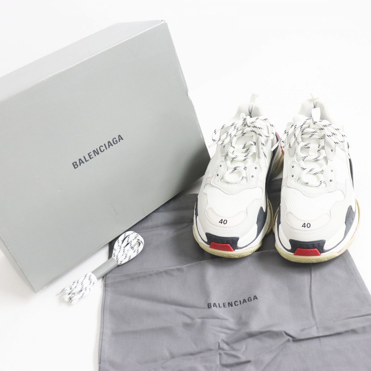 美品□BALENCIAGA/バレンシアガ 524037 Triple-S トリプルS レースアップ ダッドスニーカー/ボリュームシューズ アイボリー系  40 箱付き - メルカリ