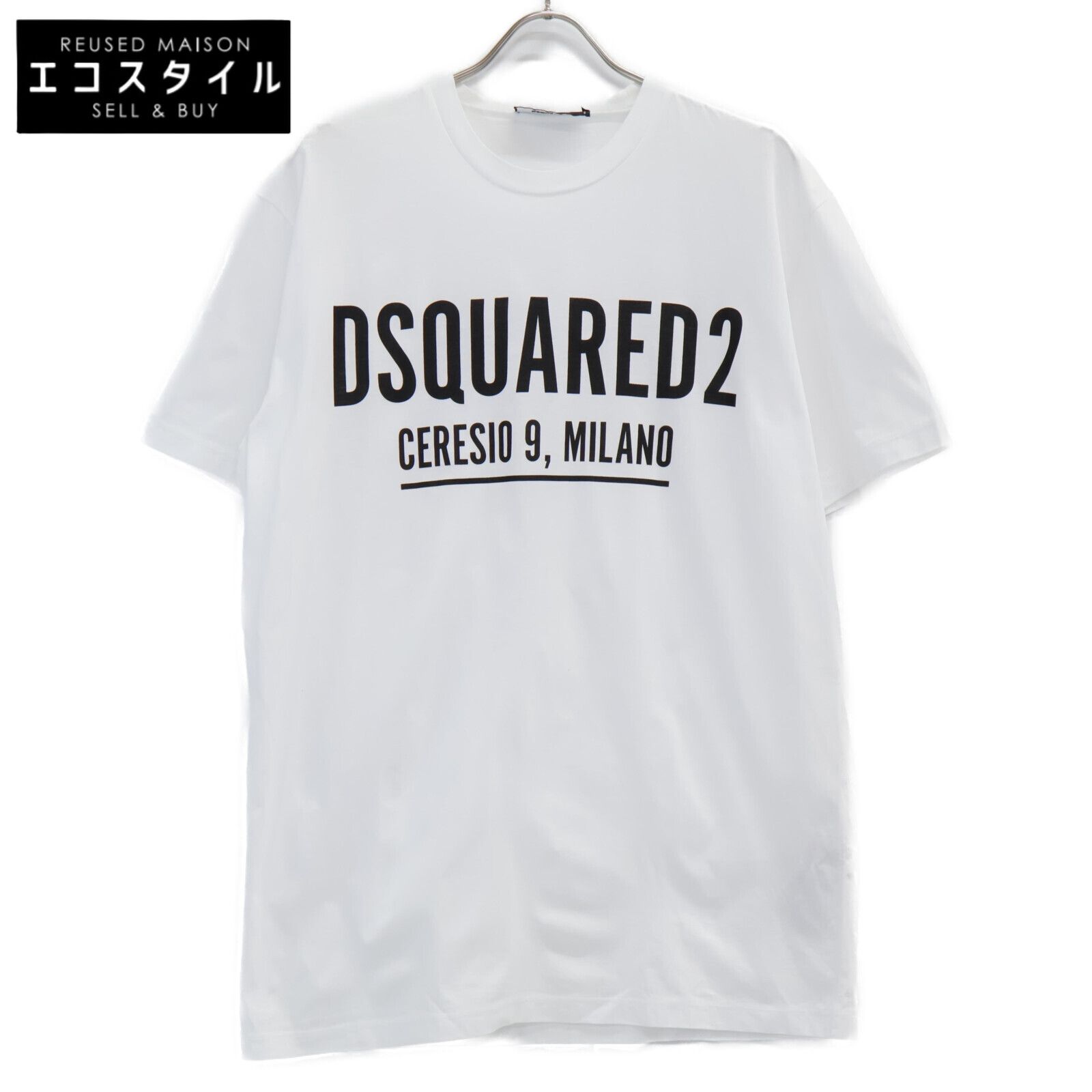 DSQUARED2 ディースクエアード 23年 S71GD1058 ﾎﾜｲﾄ ﾛｺﾞﾌﾟﾘﾝﾄ ｸﾙｰﾈｯｸ Tｼｬﾂ XL