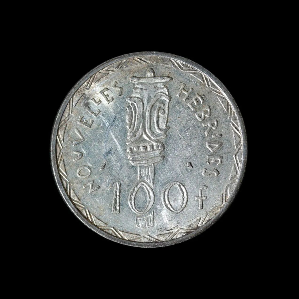 オセアニア 1906~80 バヌアツ 100Francs 1966 100フラン 銀貨 製造枚数200000枚