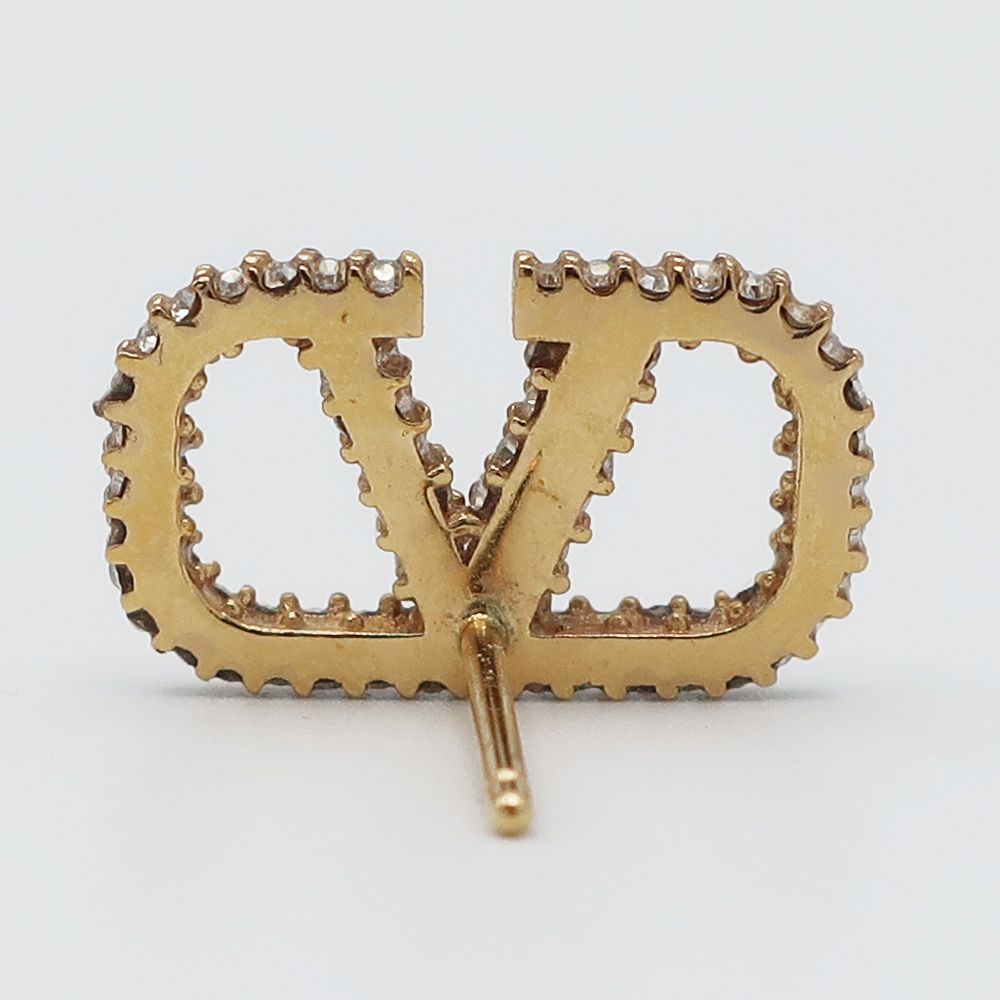 ヴァレンティノ Vロゴ シグネチャー パヴェ スタッド ピアス ゴールド 並行輸入品 ヴァレンティノ Vロゴ シグネチャー パヴェ スタッド ピアス ゴールド