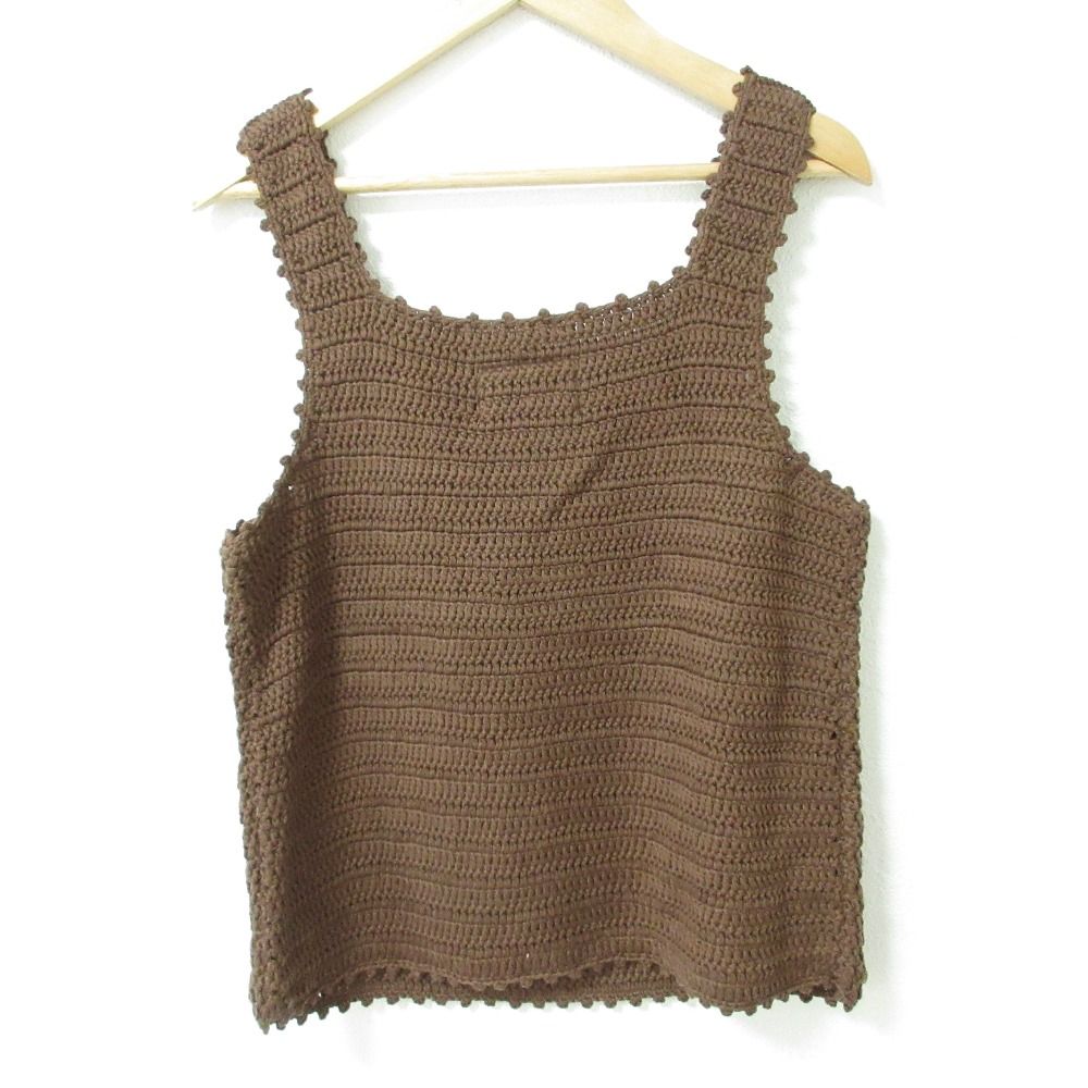 23 SS doublet ダブレット Hand crochet mosaic tank top タンクトップ ニット セーター サイズM ブラウン レディース 古着